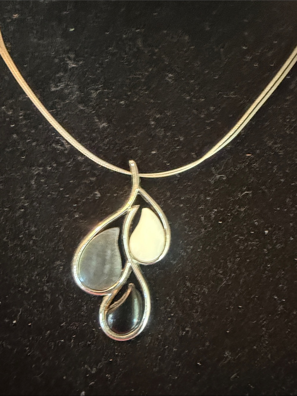 Lia Sophia Teardrop Pendant Necklace in Black , gray & White